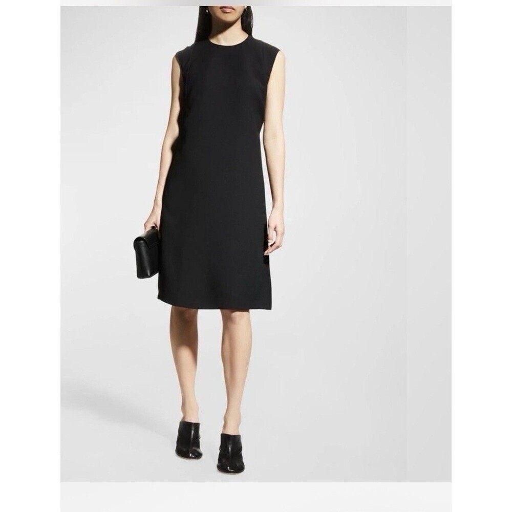 Lafayette 148 Dress Size 18 Black Mini Sleeveless Zip Closure Business Core
